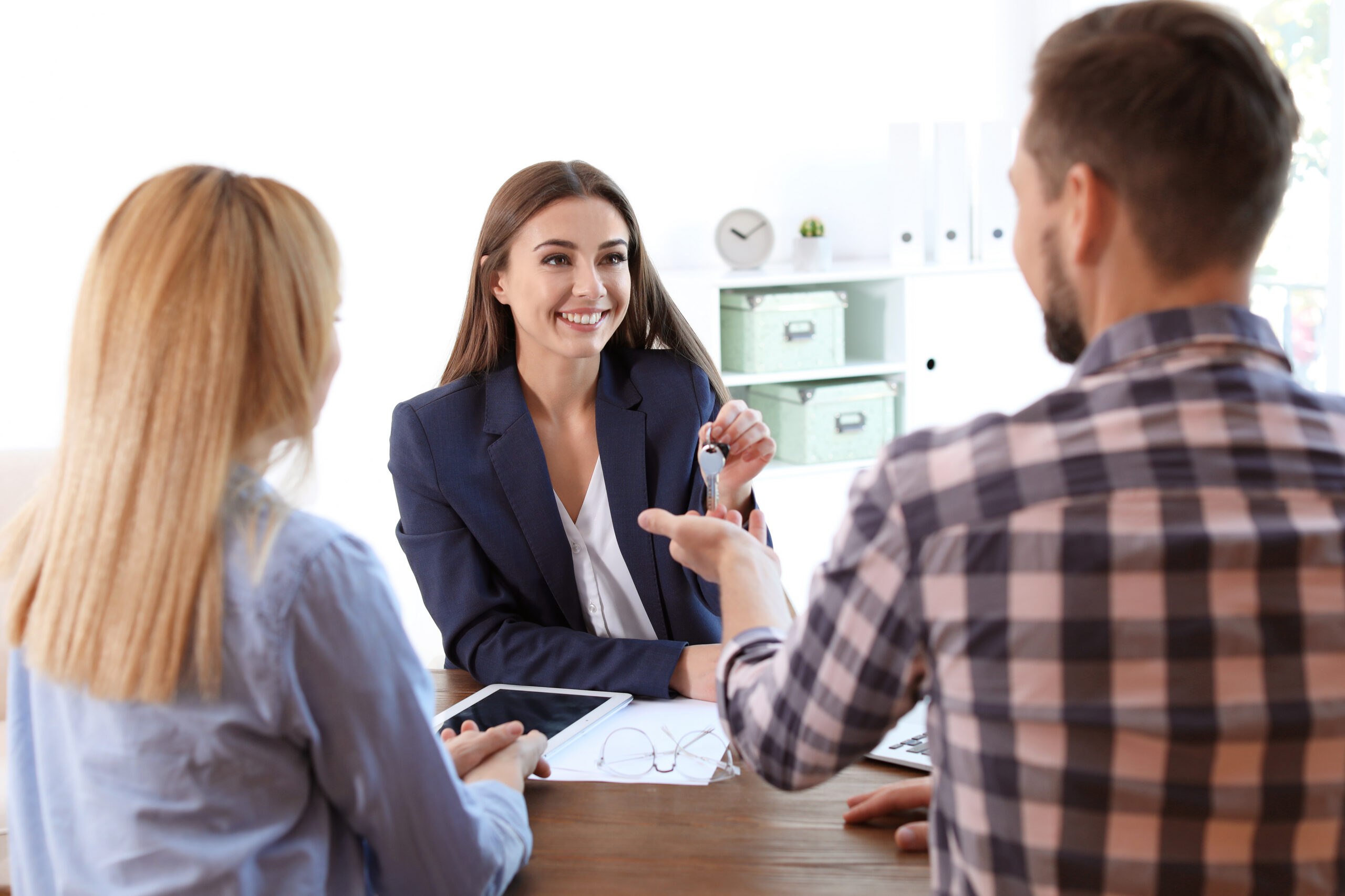 A sales professional with clients